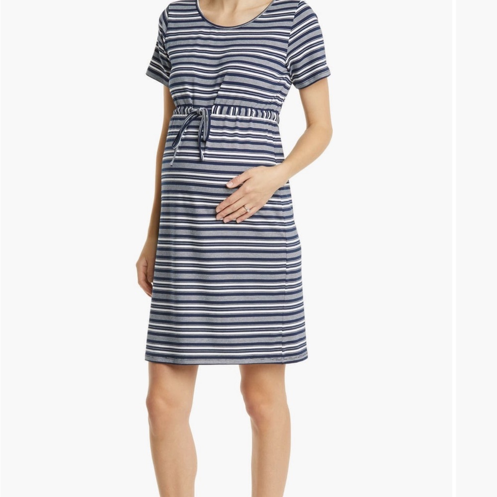Angel maternity Striped Navy and White Dress